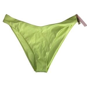 Victorias Secret Ribbed High Cut Cheeky Bikini Bottom Neon Lime Green XL NWT